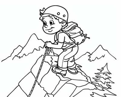 mountain climbing coloring page