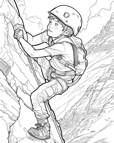 mountain climbing coloring page