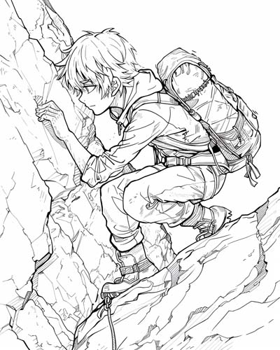 mountain climbing coloring page