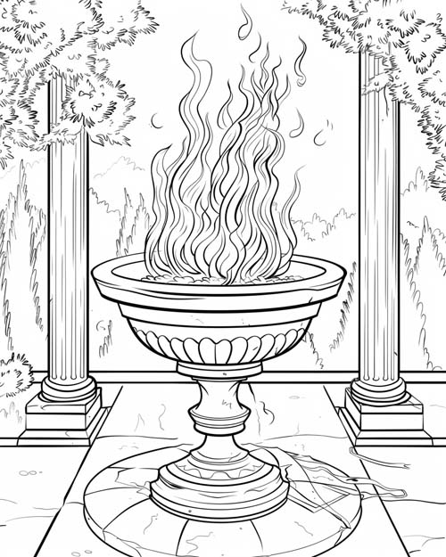 Olympic sports coloring page of the sacred fire