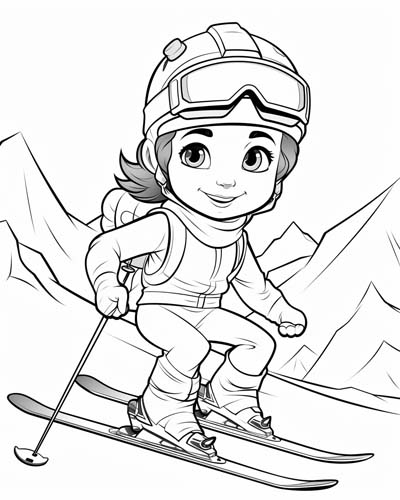 skiing coloring page