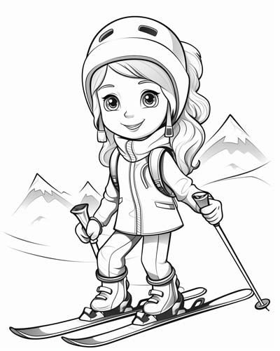 skiing coloring page