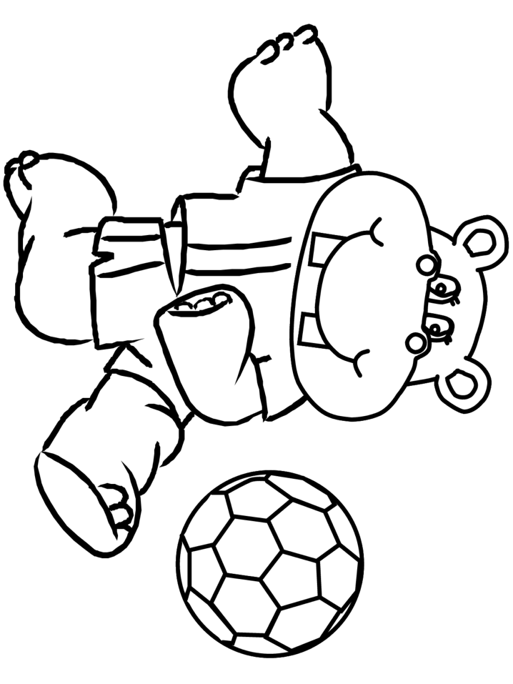 Coloring & Activity Pages Hippo Playing Soccer Coloring Page