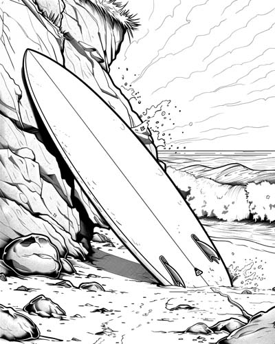 coloring page of a girl surfing