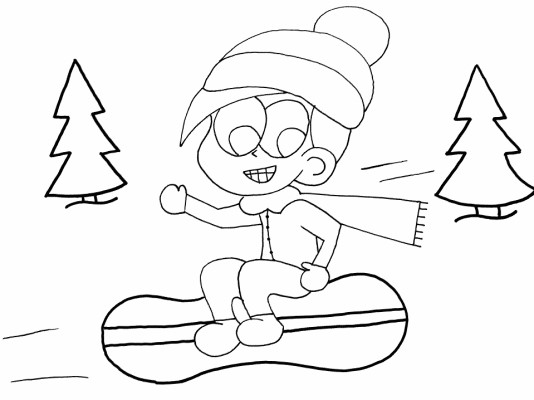 Snowboard coloring page