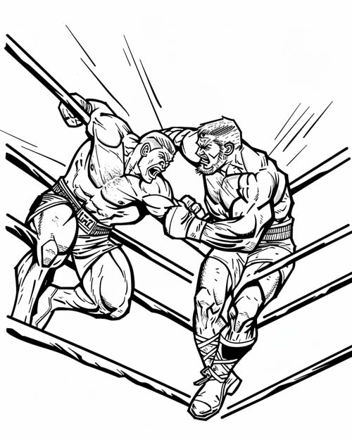 coloring page of a wwe match