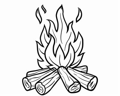 coloring page of a campfire