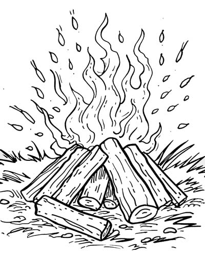coloring page of a campfire