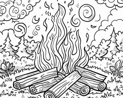 coloring page of a campfire