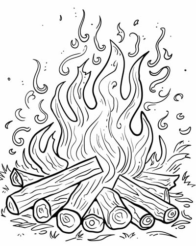 coloring page of a campfire