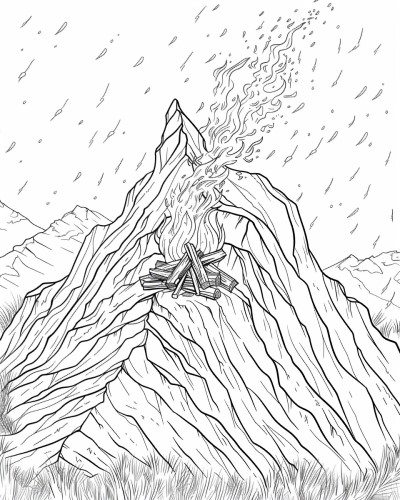 coloring page of a signal fire