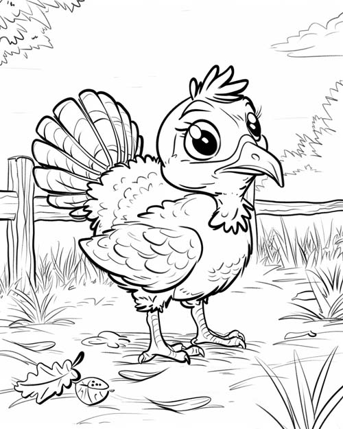 coloring page of a little turkey
