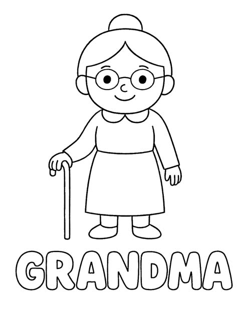 simple vocabulary word coloring page - GRANDMA