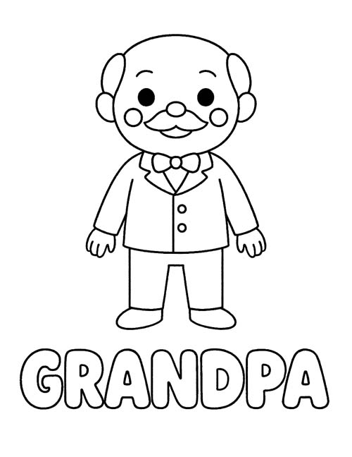 simple vocabulary word coloring page - GRANDPA