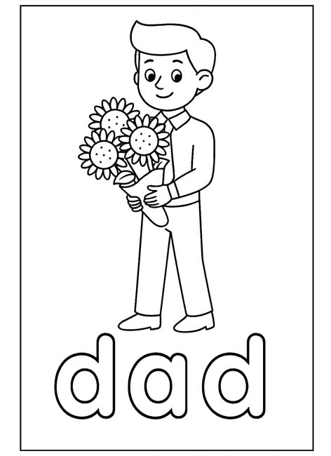 simple vocabulary word coloring page - DAD
