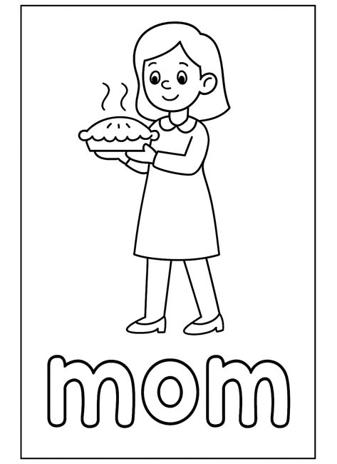 simple vocabulary word coloring page - mom