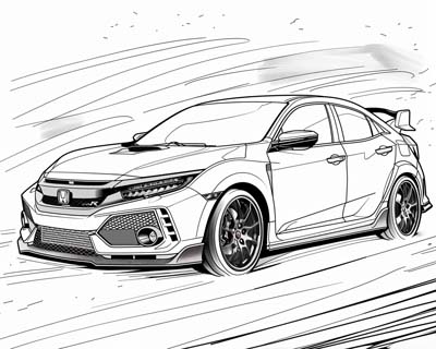 honda civic r-type coloring page