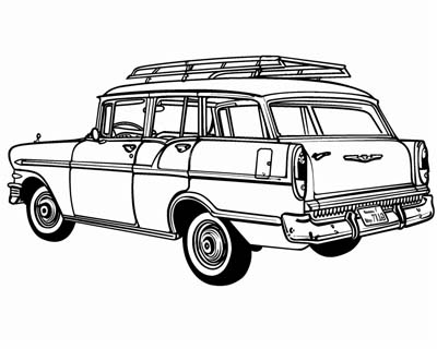 station wagon coloring page