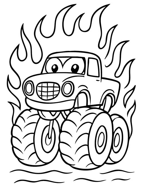 Fire Monster Truck Coloring Page