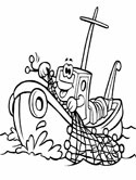 fishing boat coloring page