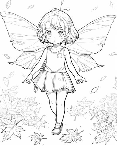 coloring page of a maple fairy