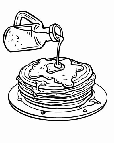 coloring page of maple syrup and pancakes