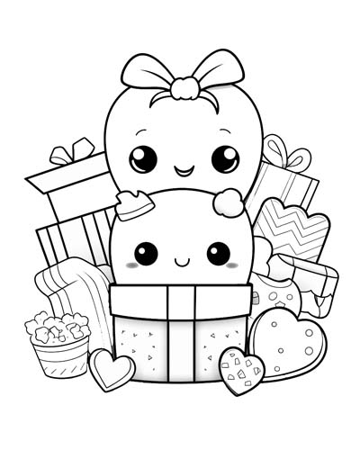 Cheery Valentine's Day gifts coloring page