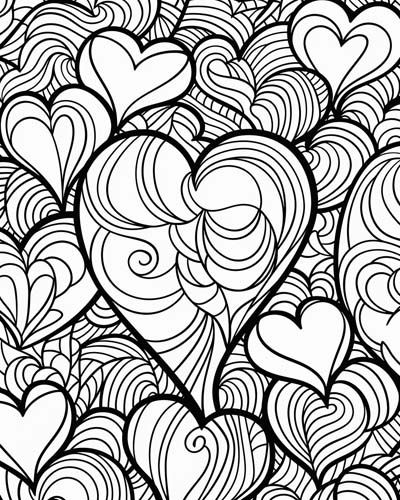 Heart art coloring page