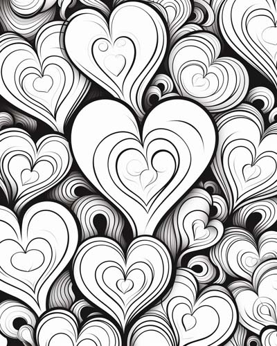 Heart art coloring page