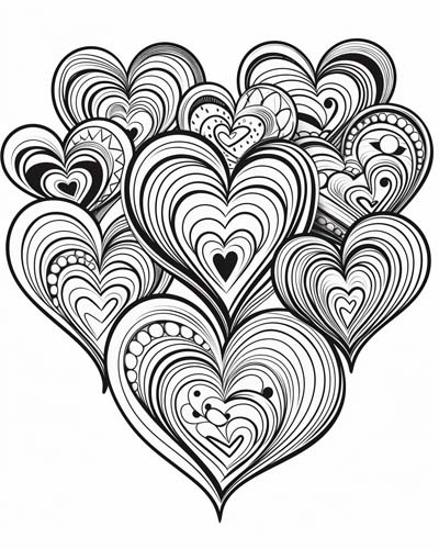 Valentine's Day hearts coloring page