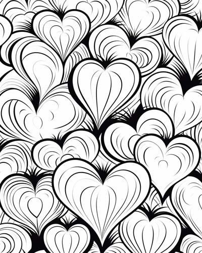 Valentine's Day hearts coloring page