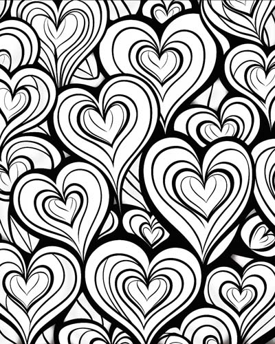 Valentine's Day hearts coloring page