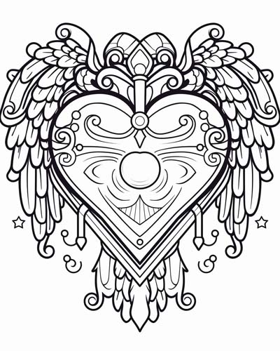 Valentine's Day hearts symbol coloring page