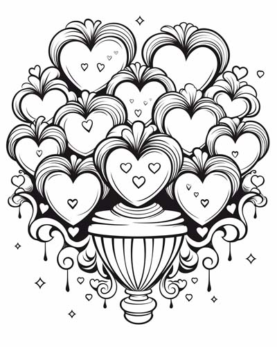 Fountain of Hearts coloring page