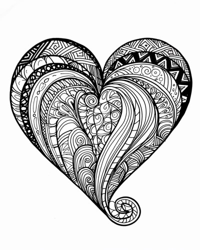 Zentangle heart coloring page