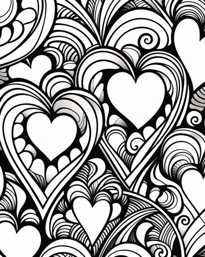 Heart art coloring page