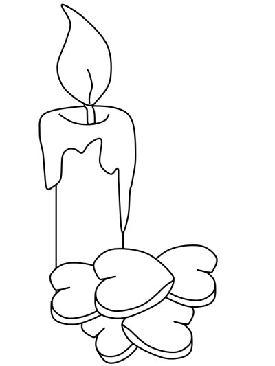 Valentine's Day candle coloring page