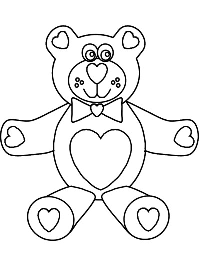 valentine's day bear coloring page