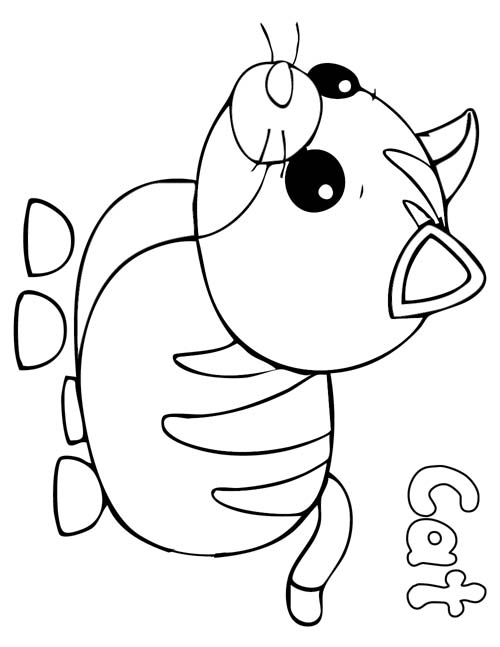 labeled coloring page of a roblox adopt me cat