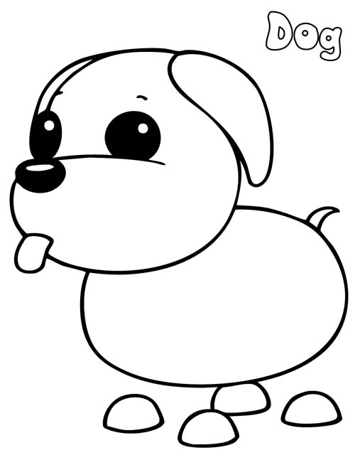 labeled coloring page of a roblox adopt me dog