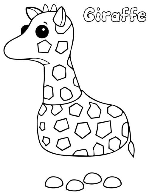 labeled coloring page of a roblox adopt me giraffe