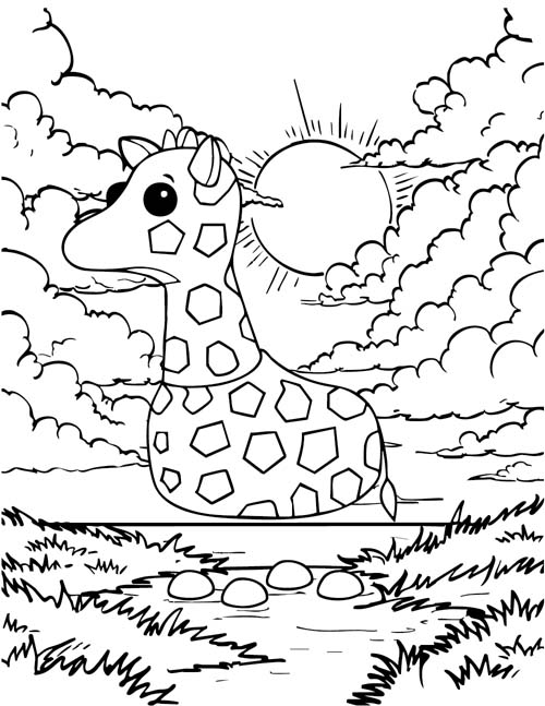 coloring page of a roblox adopt me Giraffe in the meadow