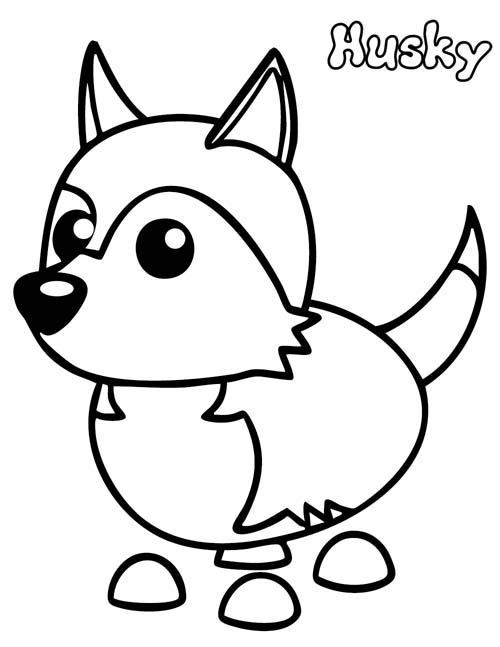 labeled coloring page of a roblox adopt me husky