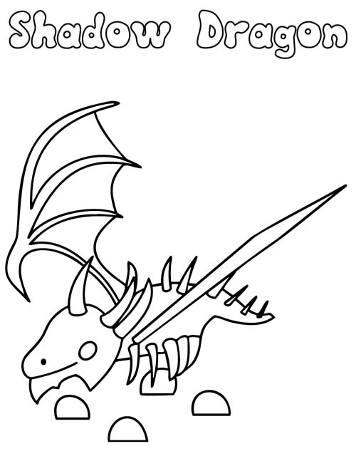 labeled coloring page of a roblox adopt me shadow dragon