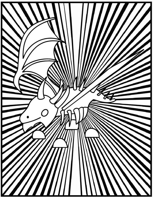 coloring page of a roblox adopt me shadow dragon with a graphic background