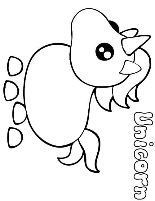 labeled coloring page of a roblox adopt me Unicorn