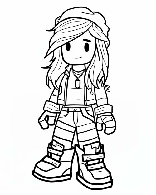coloring page of a roblox girl