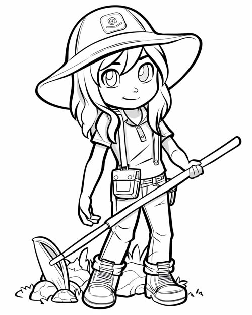 Stardew Valley coloring page of the hoe