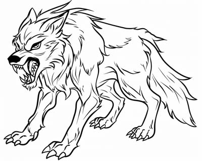 coloring page of Fenrir the wolf