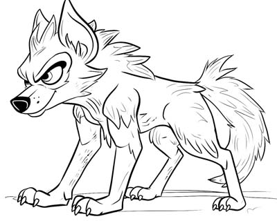 coloring page of Fenrir the wolf